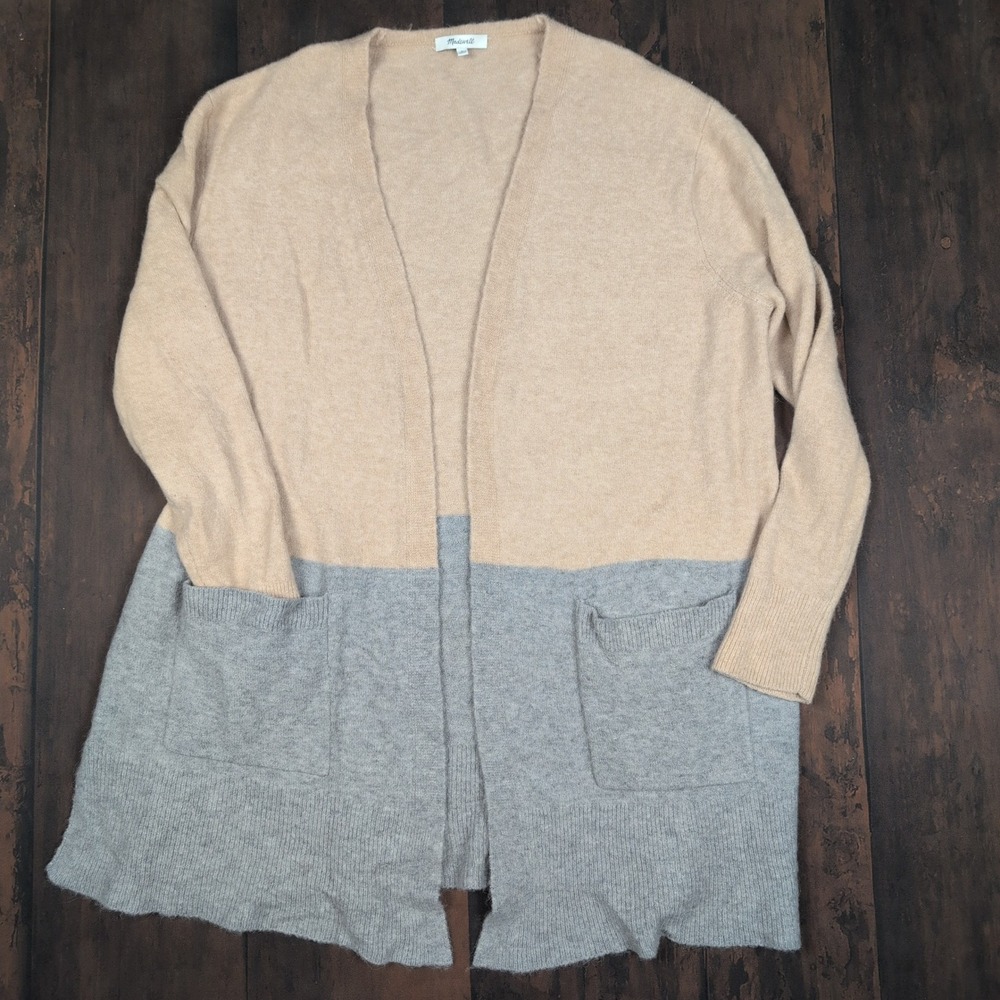 Madewell Womens Colorblock Open Front Long grandpa Cardigan Sweater -‎ Size M